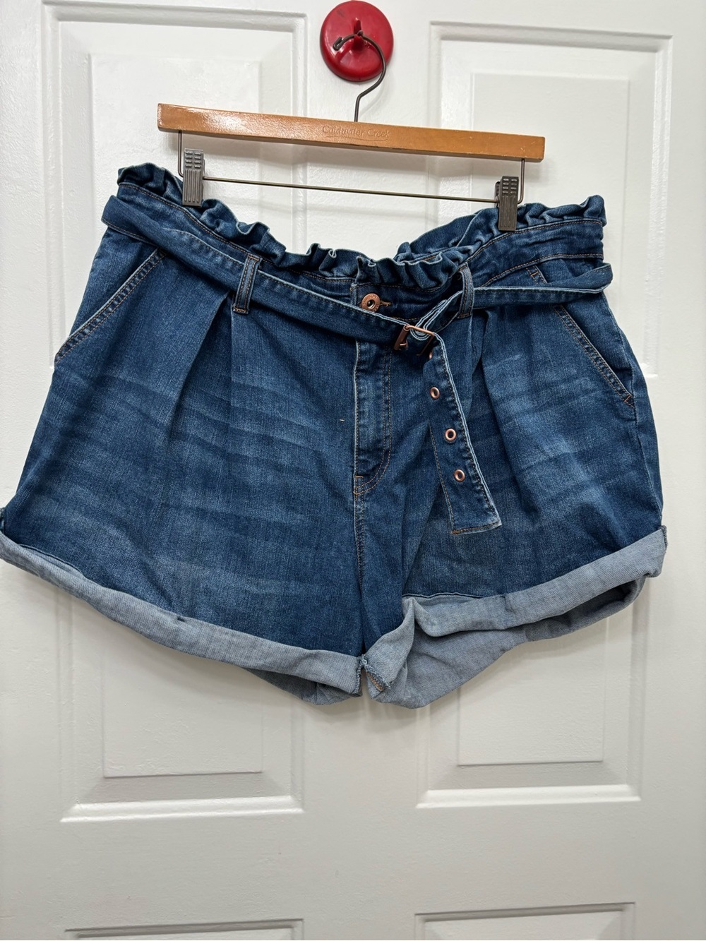 Jessica Simpson Dark Blue Paperbag Waist Denim Shorts
